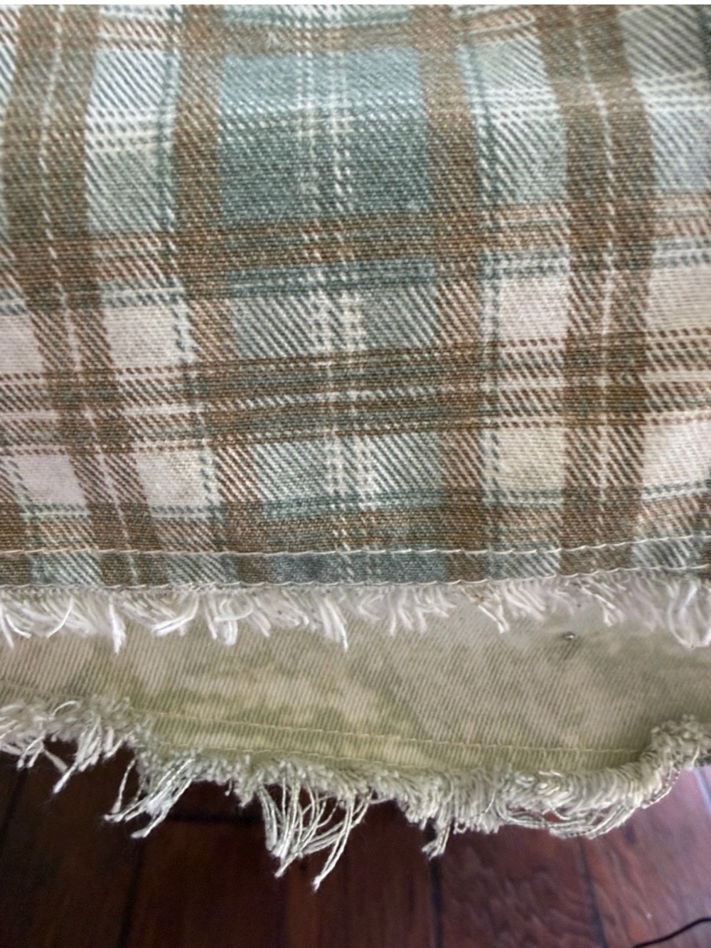 POL Heart Stud Vintage Wash Olive Green & Tan Plaid SHACKET NEW FALL WINTER - Picture 7 of 9